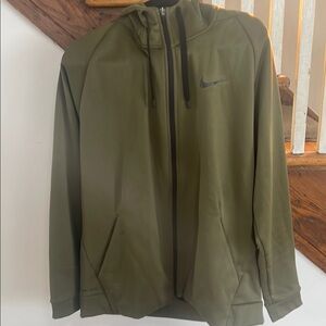 Nike Men's Olive Green Zip Up Hoodie